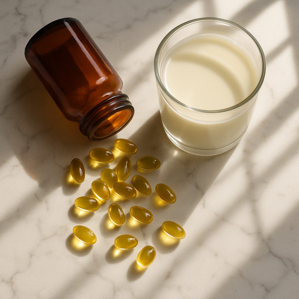 Vitamin D3 supplements with milk for bone health and calcium absorption